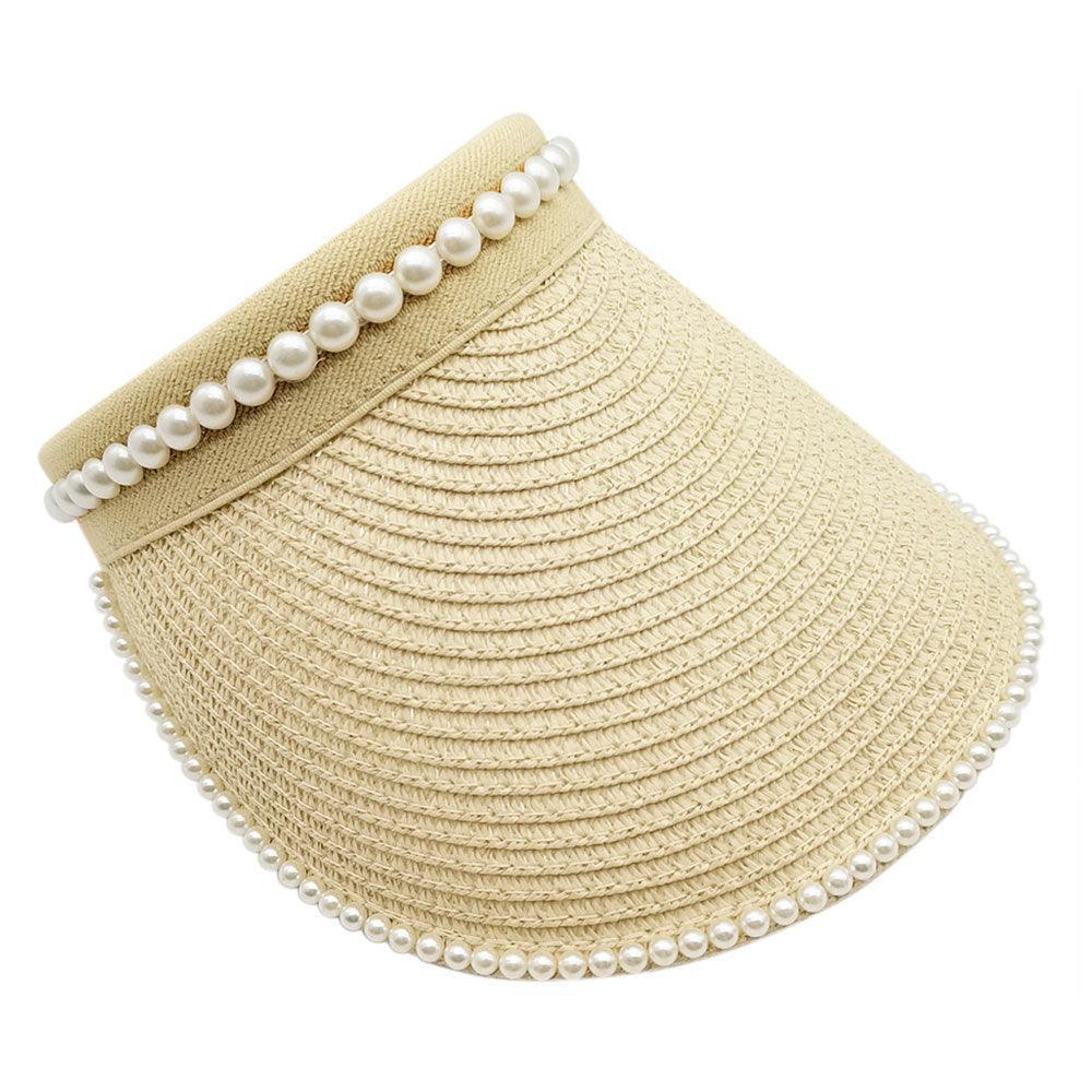 Pearl Pointed Straw Sun Visor Hat - Jewelry Store by Erik Rayo