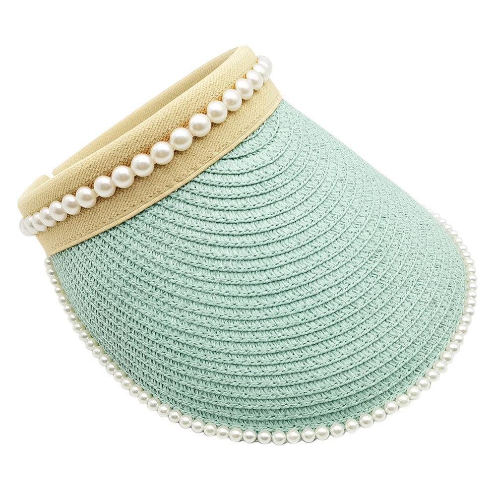 Pearl Pointed Straw Sun Visor Hat - Jewelry Store by Erik Rayo