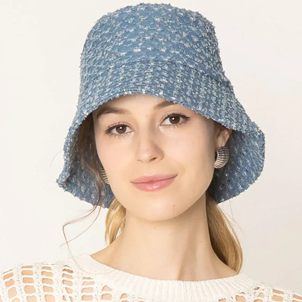 Stone Distressed Denim Bucket Hat - Jewelry Store by Erik Rayo