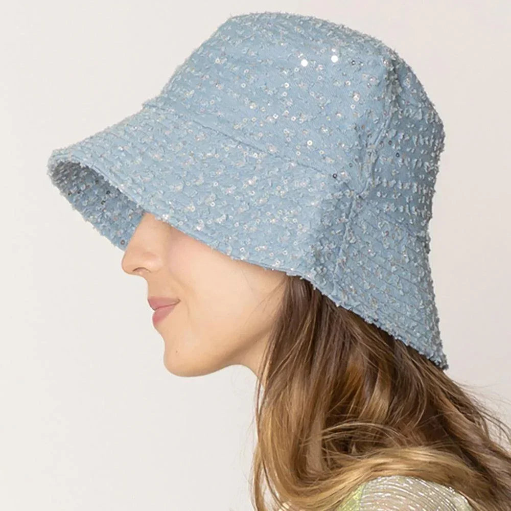 Stone Distressed Denim Bucket Hat - Jewelry Store by Erik Rayo