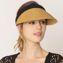 Load image into Gallery viewer, Metallic Straw Sun Visor Hat
