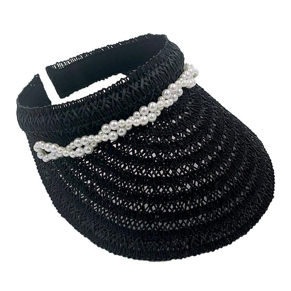 Twisted Pearl Pointed Straw Sun Visor Hat - Jewelry Store by Erik Rayo