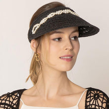 Load image into Gallery viewer, Twisted Pearl Pointed Straw Sun Visor Hat
