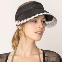 Load image into Gallery viewer, Flower Lace Pointed Straw Sun Visor Hat
