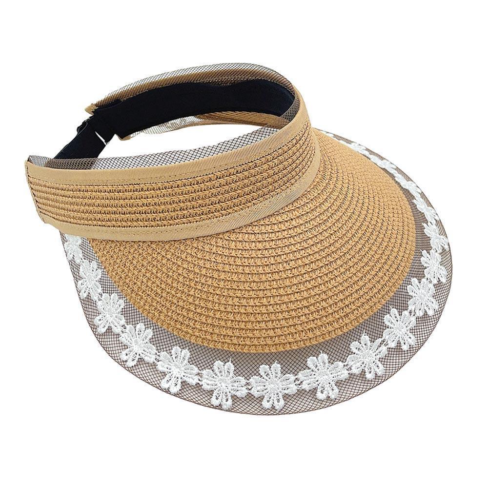Flower Lace Pointed Straw Sun Visor Hat - Jewelry Store by Erik Rayo