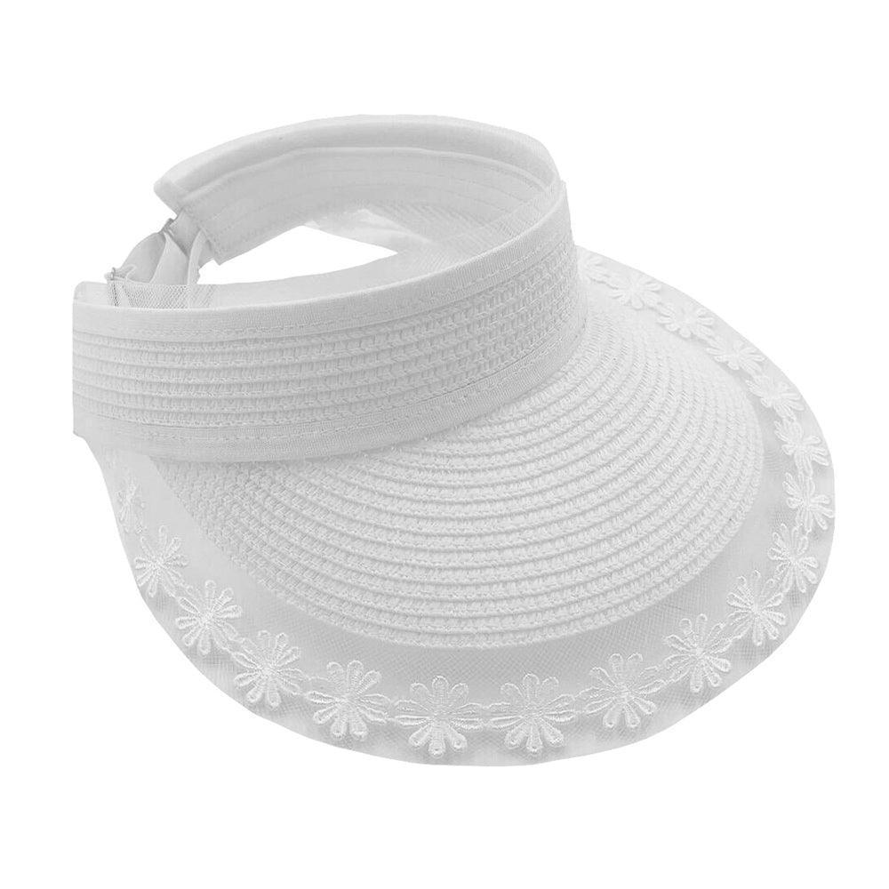 Flower Lace Pointed Straw Sun Visor Hat - Jewelry Store by Erik Rayo