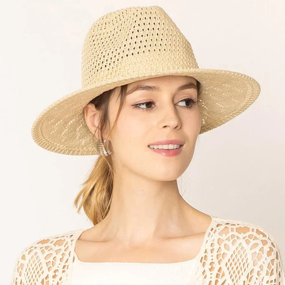 Pattern Detailed Straw Panama Sun Hat - Jewelry Store by Erik Rayo