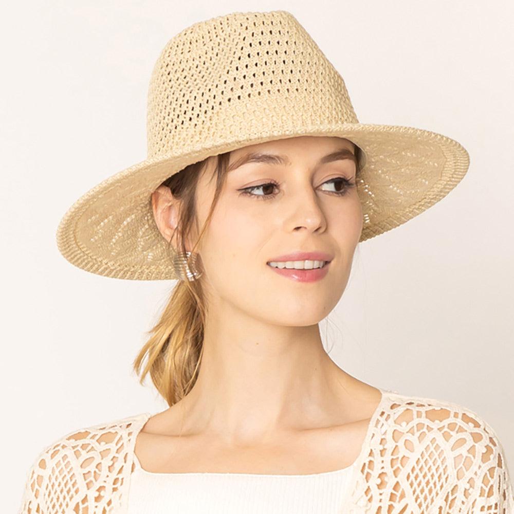 Pattern Detailed Straw Panama Sun Hat