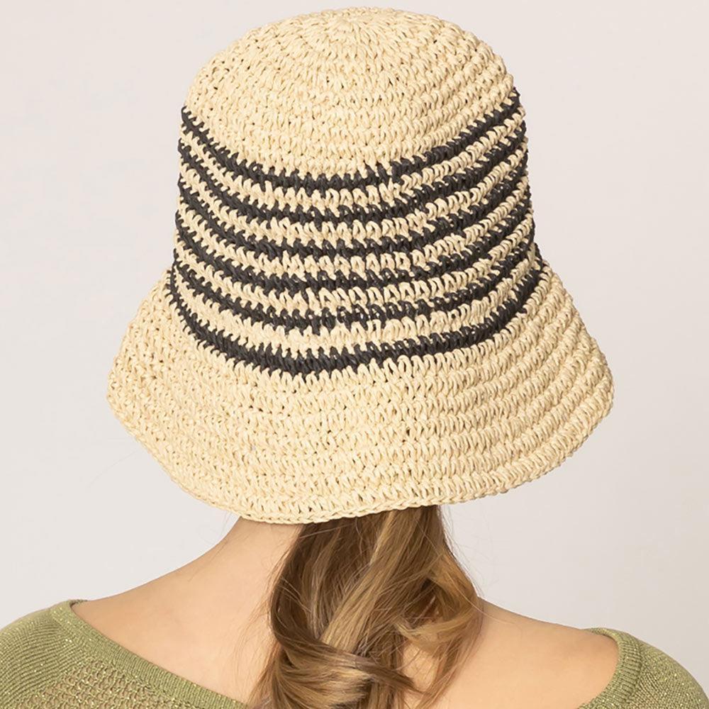 Two Tone Stripe Straw Bucket Hat - Jewelry Store by Erik Rayo