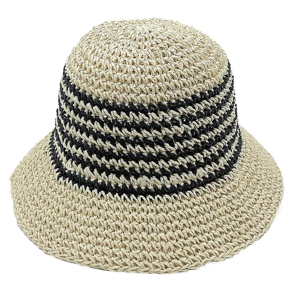 Two Tone Stripe Straw Bucket Hat - Jewelry Store by Erik Rayo