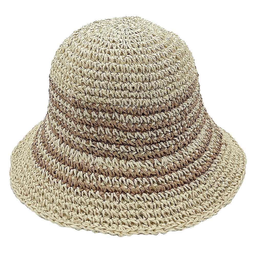 Two Tone Stripe Straw Bucket Hat - Jewelry Store by Erik Rayo
