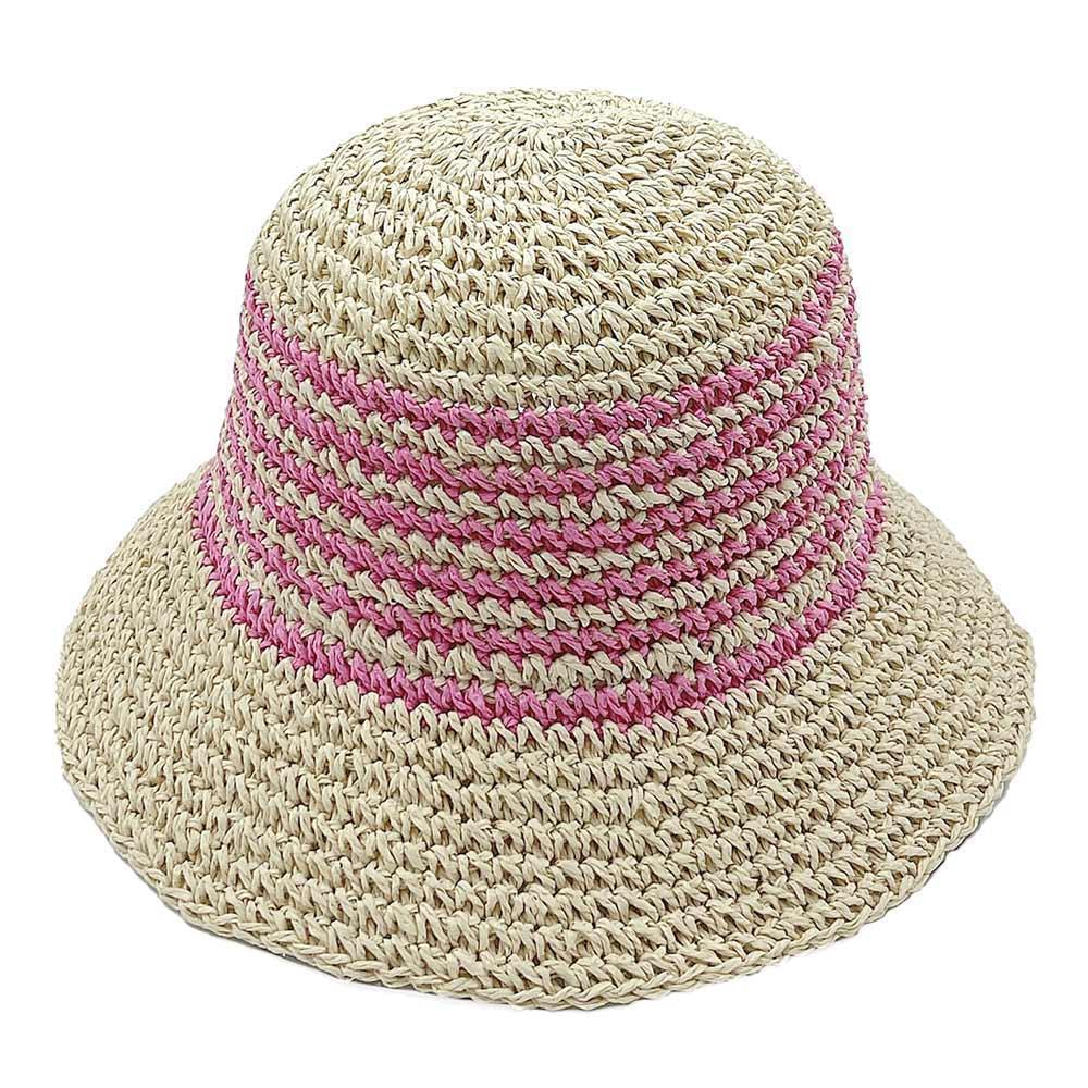Two Tone Stripe Straw Bucket Hat - Jewelry Store by Erik Rayo
