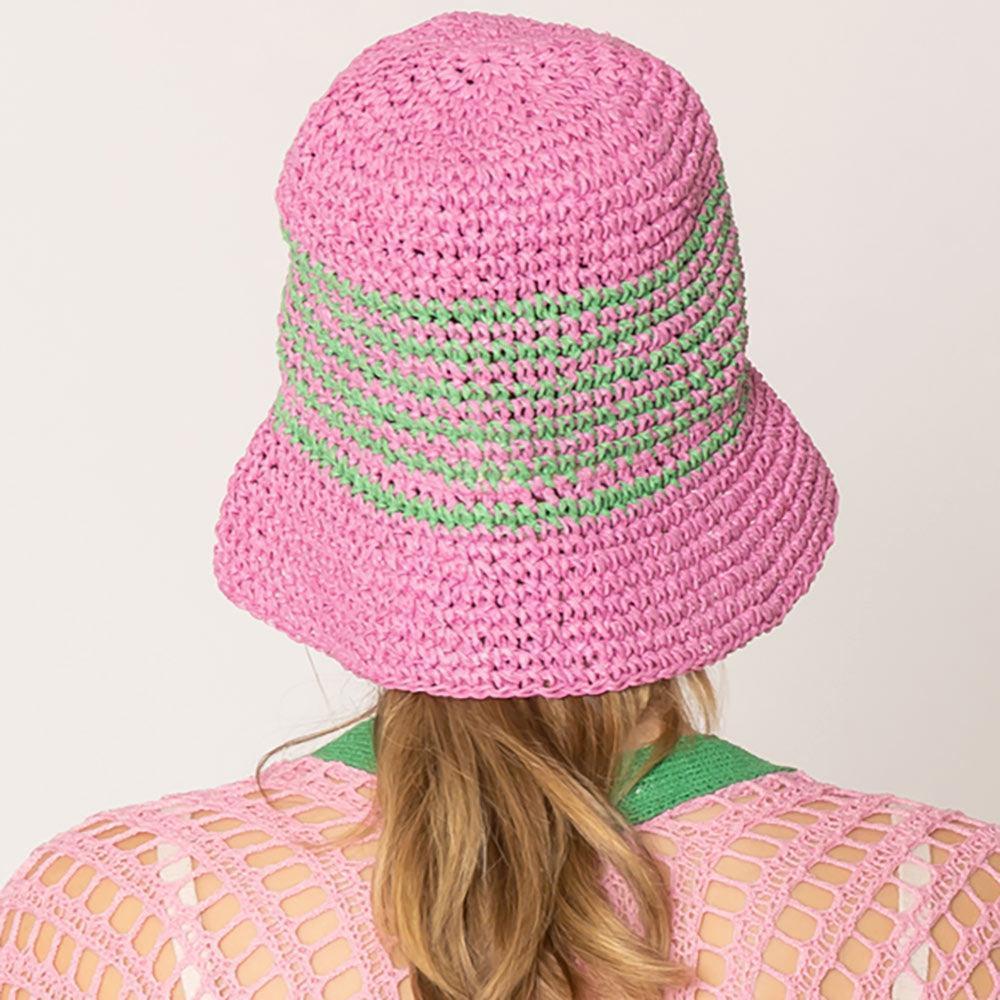Two Tone Stripe Straw Bucket Hat - Jewelry Store by Erik Rayo