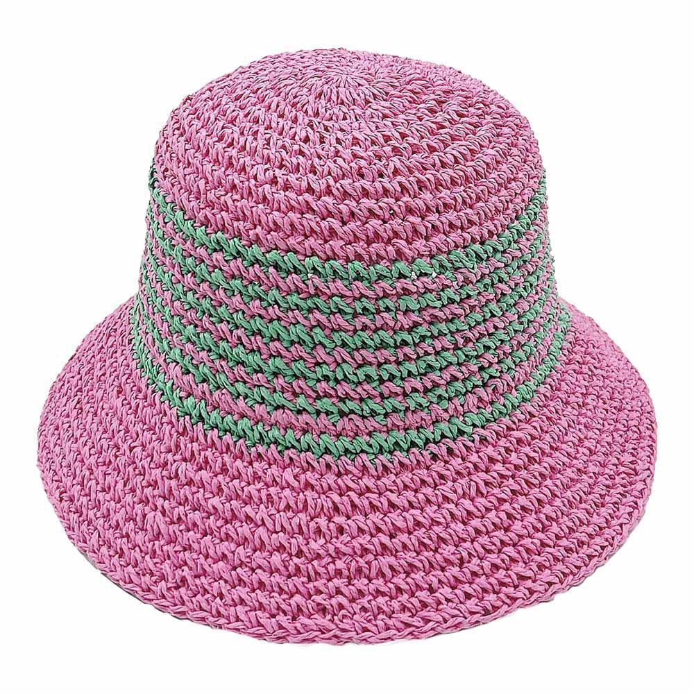 Two Tone Stripe Straw Bucket Hat - Jewelry Store by Erik Rayo