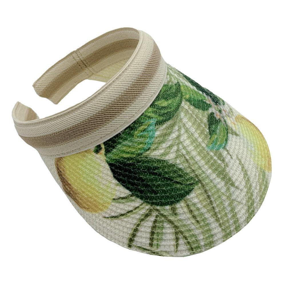 Leaf Printed Straw Sun Visor Hat - Jewelry Store by Erik Rayo