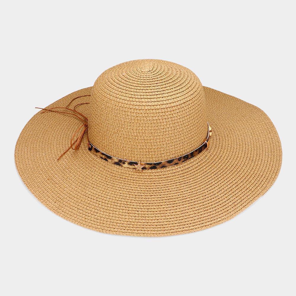Leopard Band Pointed Straw Floppy Hat - Jewelry Store by Erik Rayo