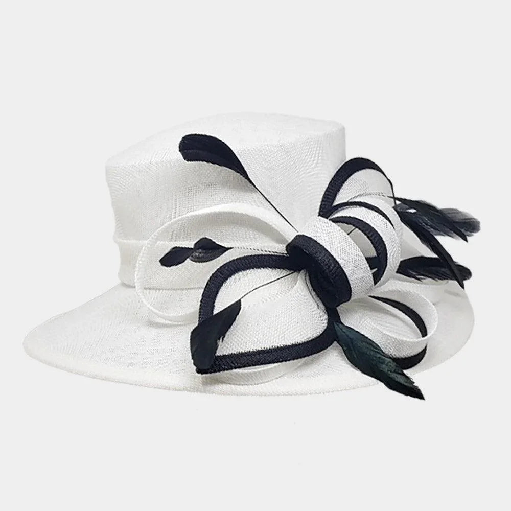 Bow Feather Accented Sinamay Dressy Hat - Jewelry Store by Erik Rayo
