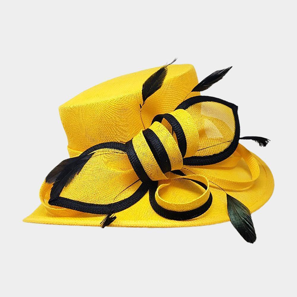 Bow Feather Accented Sinamay Dressy Hat - Jewelry Store by Erik Rayo