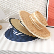 Load image into Gallery viewer, Color Block Straw Sun Hat
