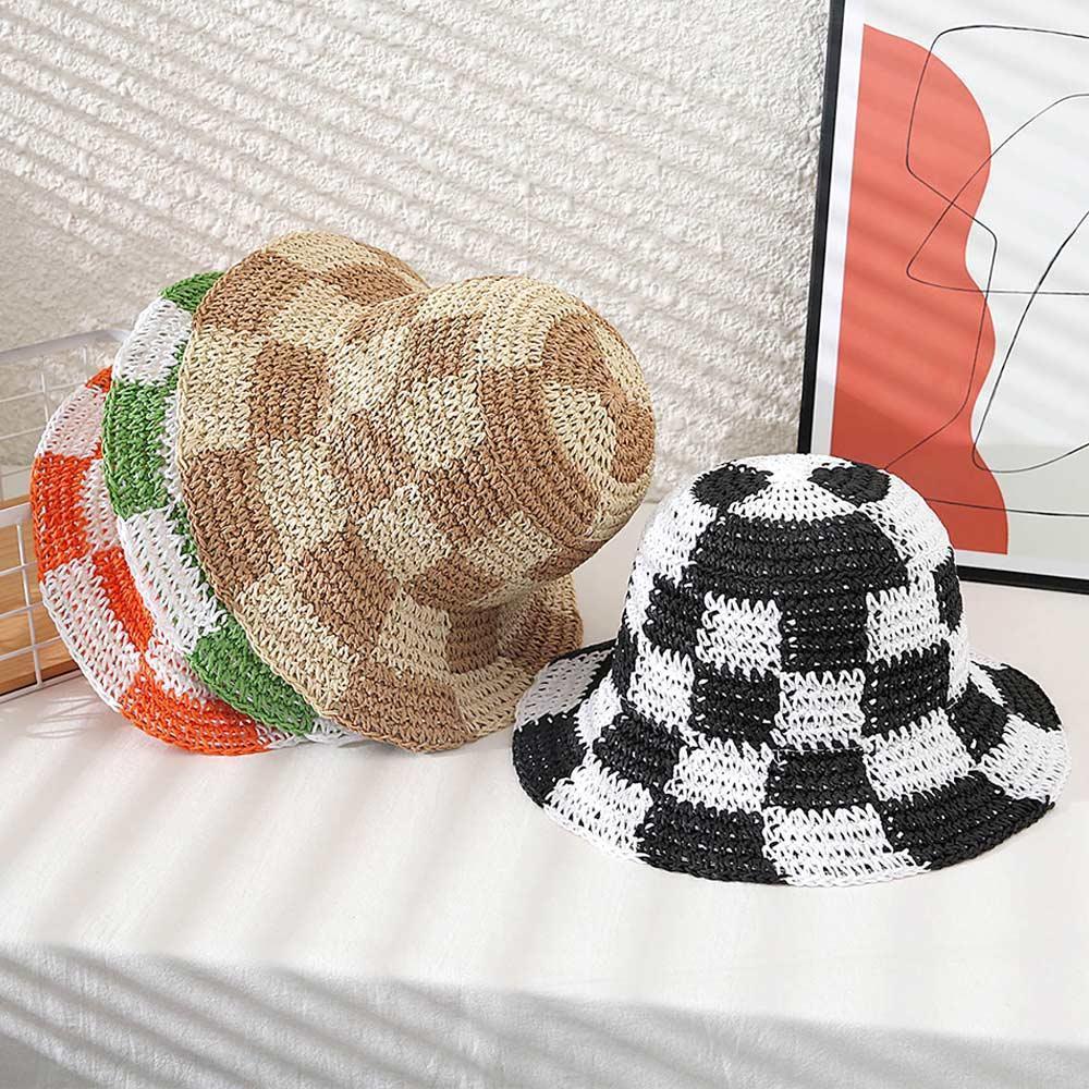 Checkerboard Patterned Straw Bucket Hat - Jewelry Store by Erik Rayo