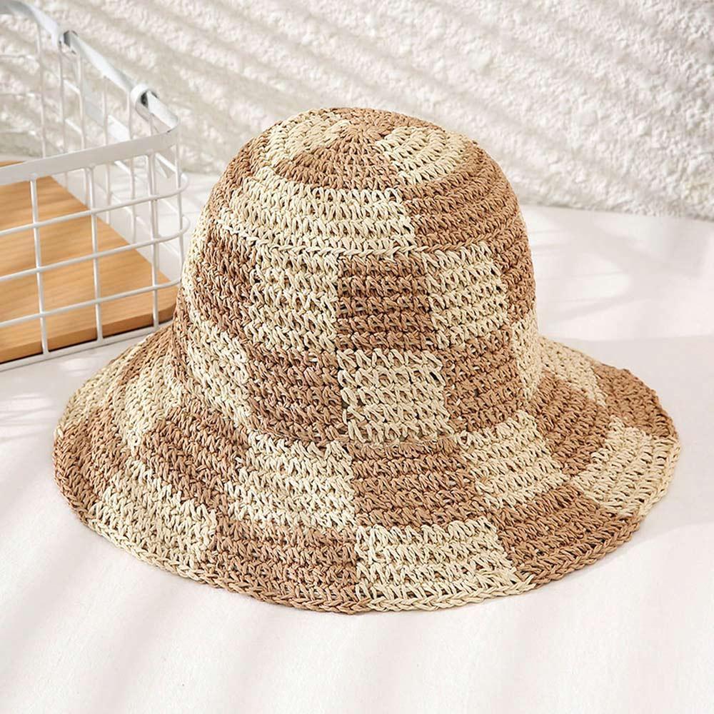Checkerboard Patterned Straw Bucket Hat - Jewelry Store by Erik Rayo