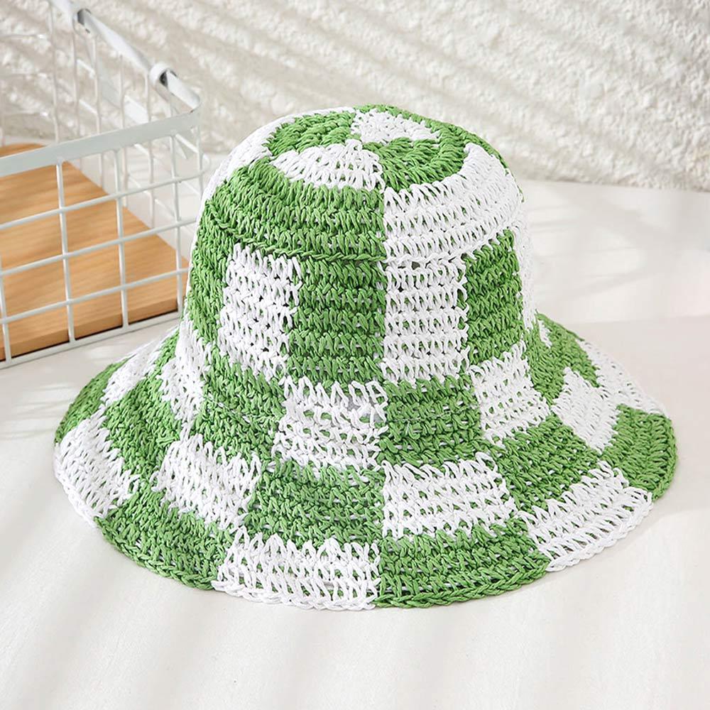Checkerboard Patterned Straw Bucket Hat - Jewelry Store by Erik Rayo
