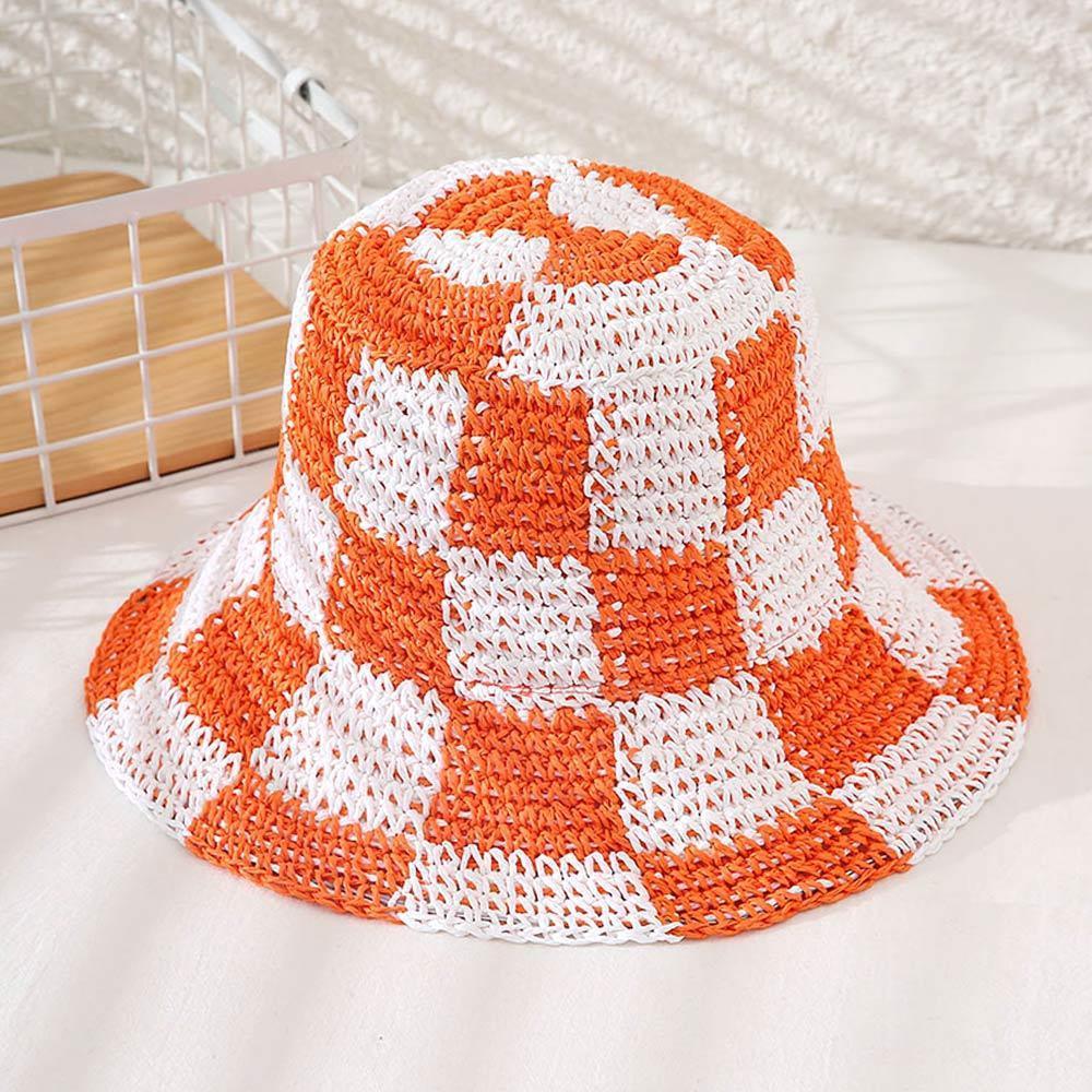 Checkerboard Patterned Straw Bucket Hat - Jewelry Store by Erik Rayo