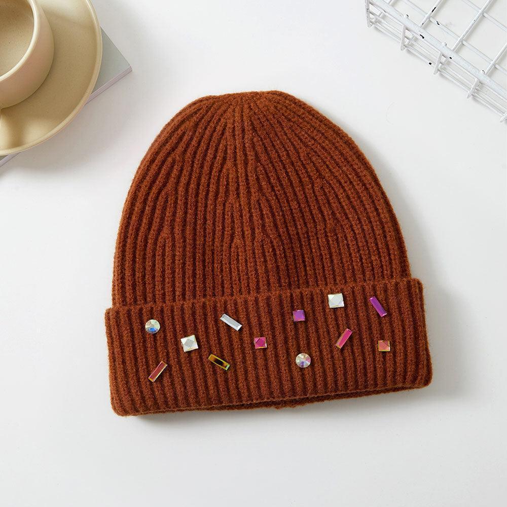 Bling Stone Embellished Knit Beanie Hat - Jewelry Store by Erik Rayo