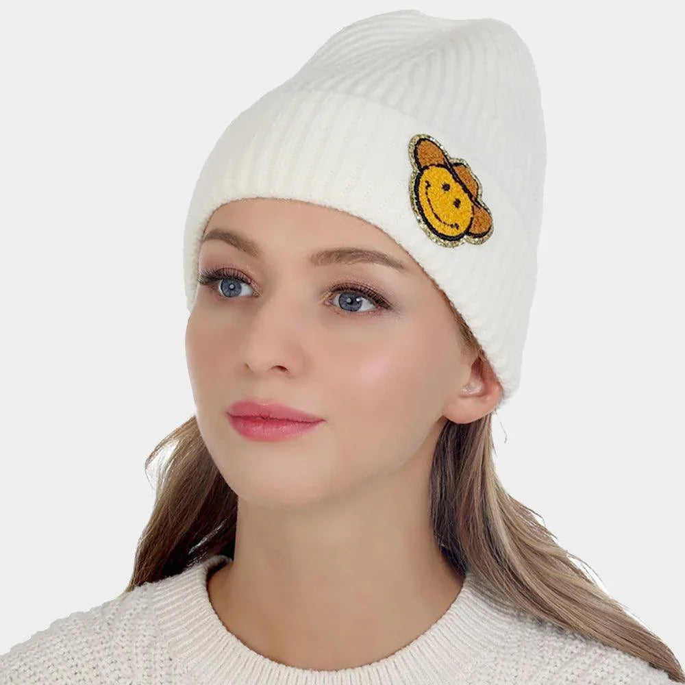 Cowboy Hat Smile Accented Knit Beanie Hat - Jewelry Store by Erik Rayo