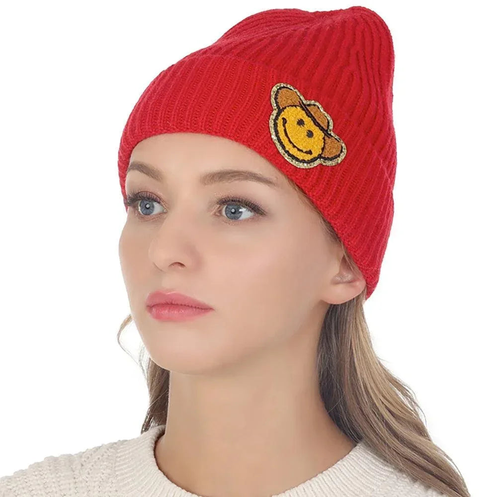 Cowboy Hat Smile Accented Knit Beanie Hat - Jewelry Store by Erik Rayo