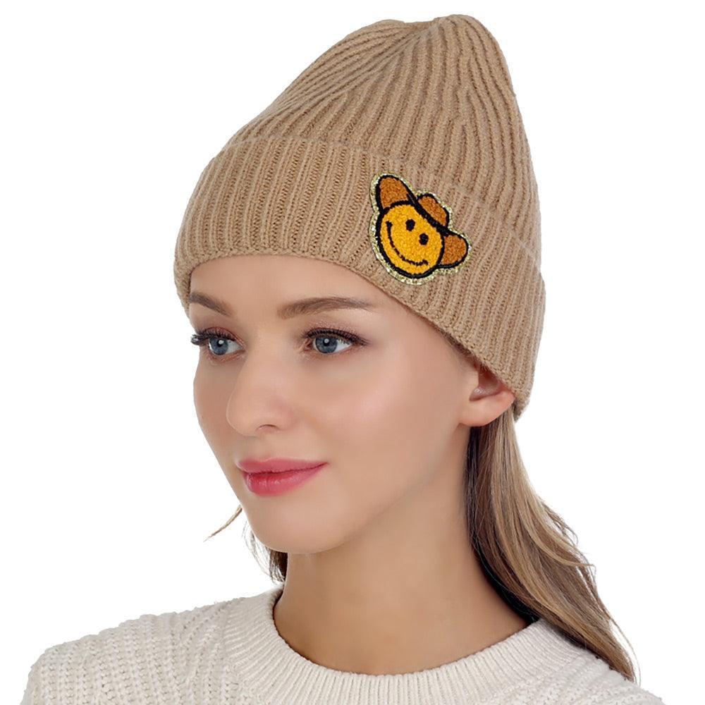 Cowboy Hat Smile Accented Knit Beanie Hat - Jewelry Store by Erik Rayo