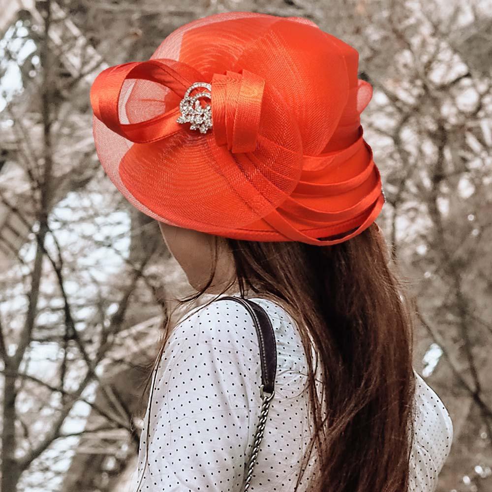 Floral Bling Stone Pointed Bow Accented Dressy Hat - Jewelry Store by Erik Rayo