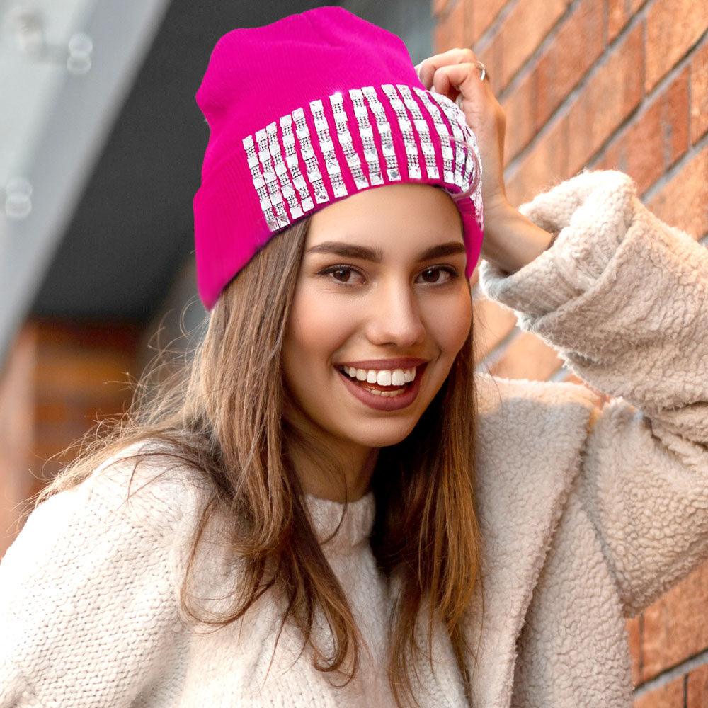 Trellis Blinged Acrylic Beanie Hat