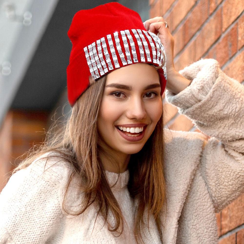 Trellis Blinged Acrylic Beanie Hat