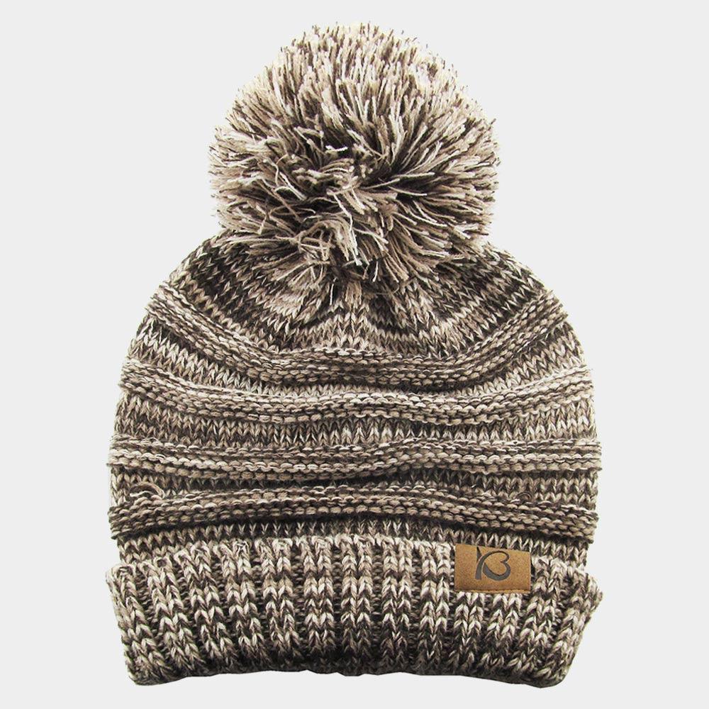 Cable Knit Ribbed Chunk Pom Pom Beanie Hat - Jewelry Store by Erik Rayo