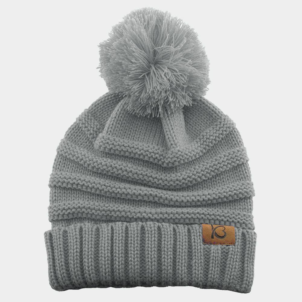 Cable Knit Ribbed Chunk Pom Pom Beanie Hat - Jewelry Store by Erik Rayo