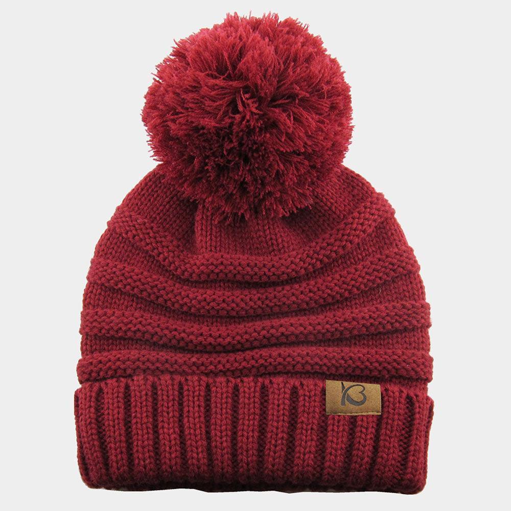 Cable Knit Ribbed Chunk Pom Pom Beanie Hat - Jewelry Store by Erik Rayo