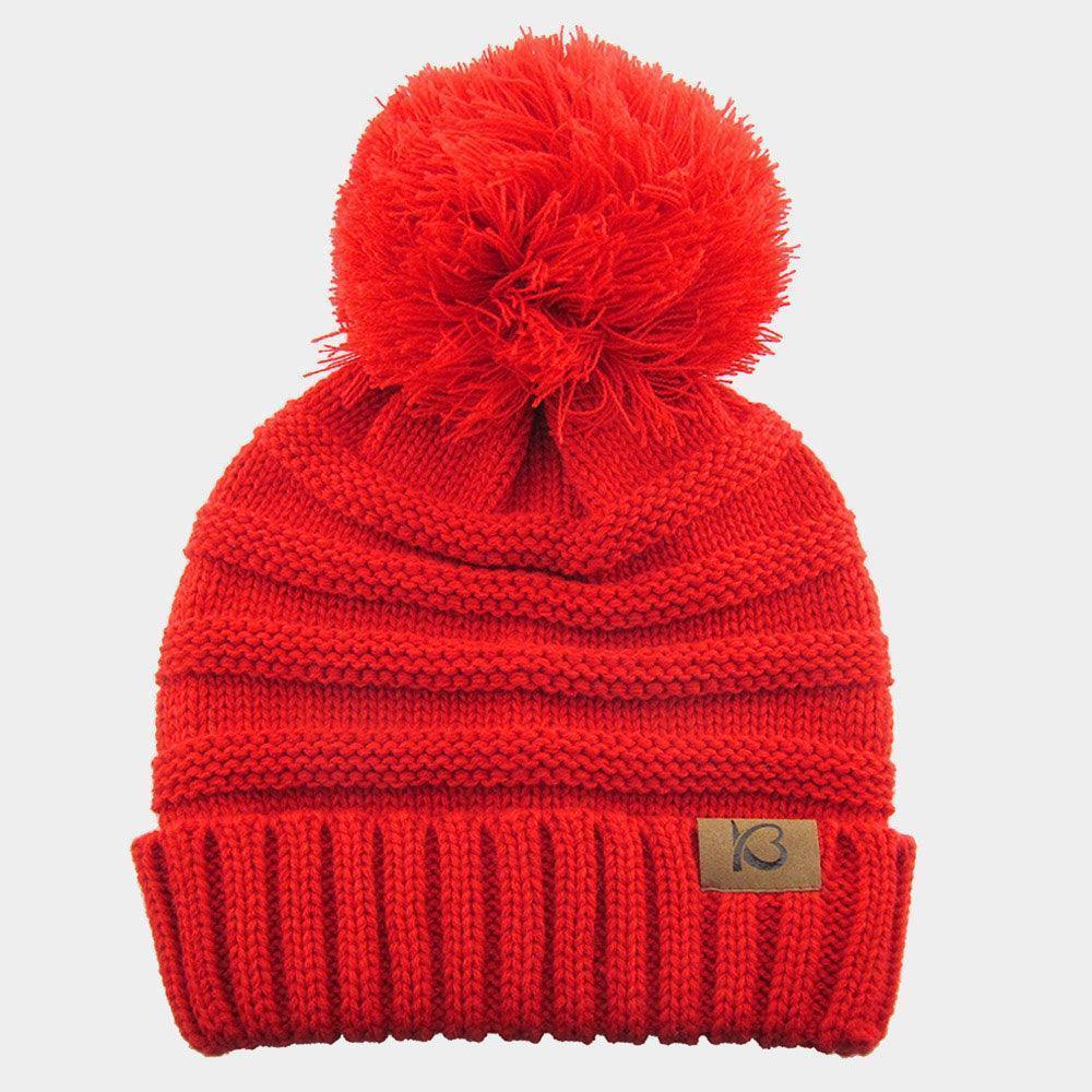 Cable Knit Ribbed Chunk Pom Pom Beanie Hat - Jewelry Store by Erik Rayo