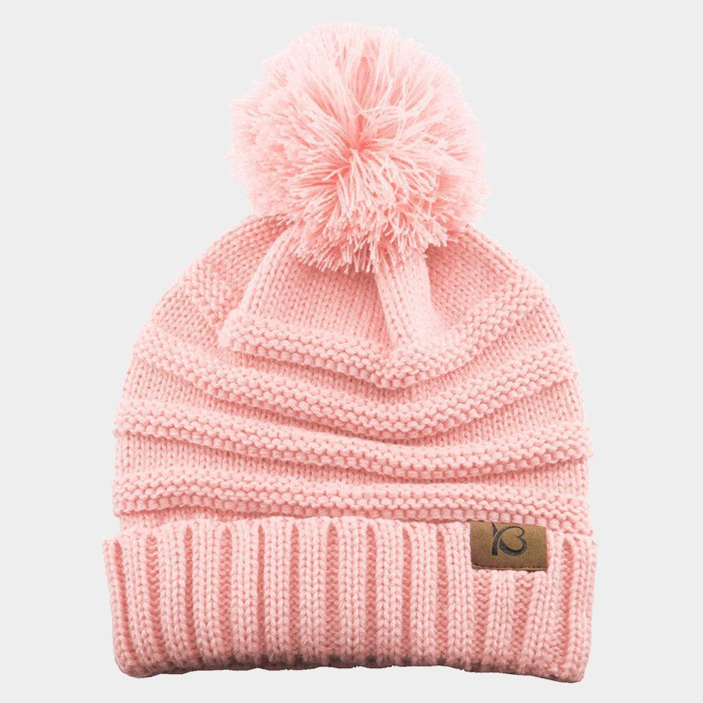 Cable Knit Ribbed Chunk Pom Pom Beanie Hat - Jewelry Store by Erik Rayo