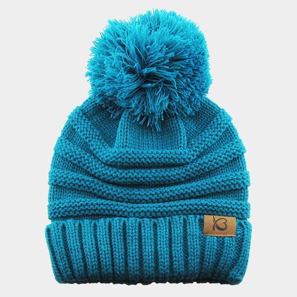 Cable Knit Ribbed Chunk Pom Pom Beanie Hat - Jewelry Store by Erik Rayo