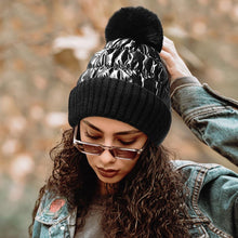 Load image into Gallery viewer, Fleece Lining Puffer Knit Pom Pom Beanie Hat
