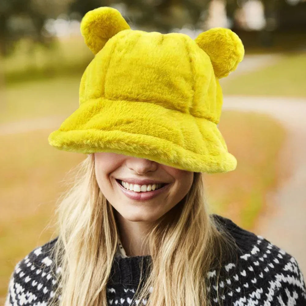 Faux Fur Bear Ear Bucket Hat - Jewelry Store by Erik Rayo