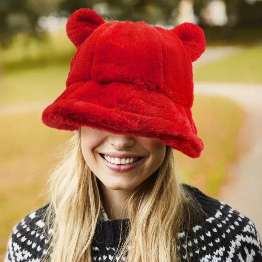 Faux Fur Bear Ear Bucket Hat - Jewelry Store by Erik Rayo