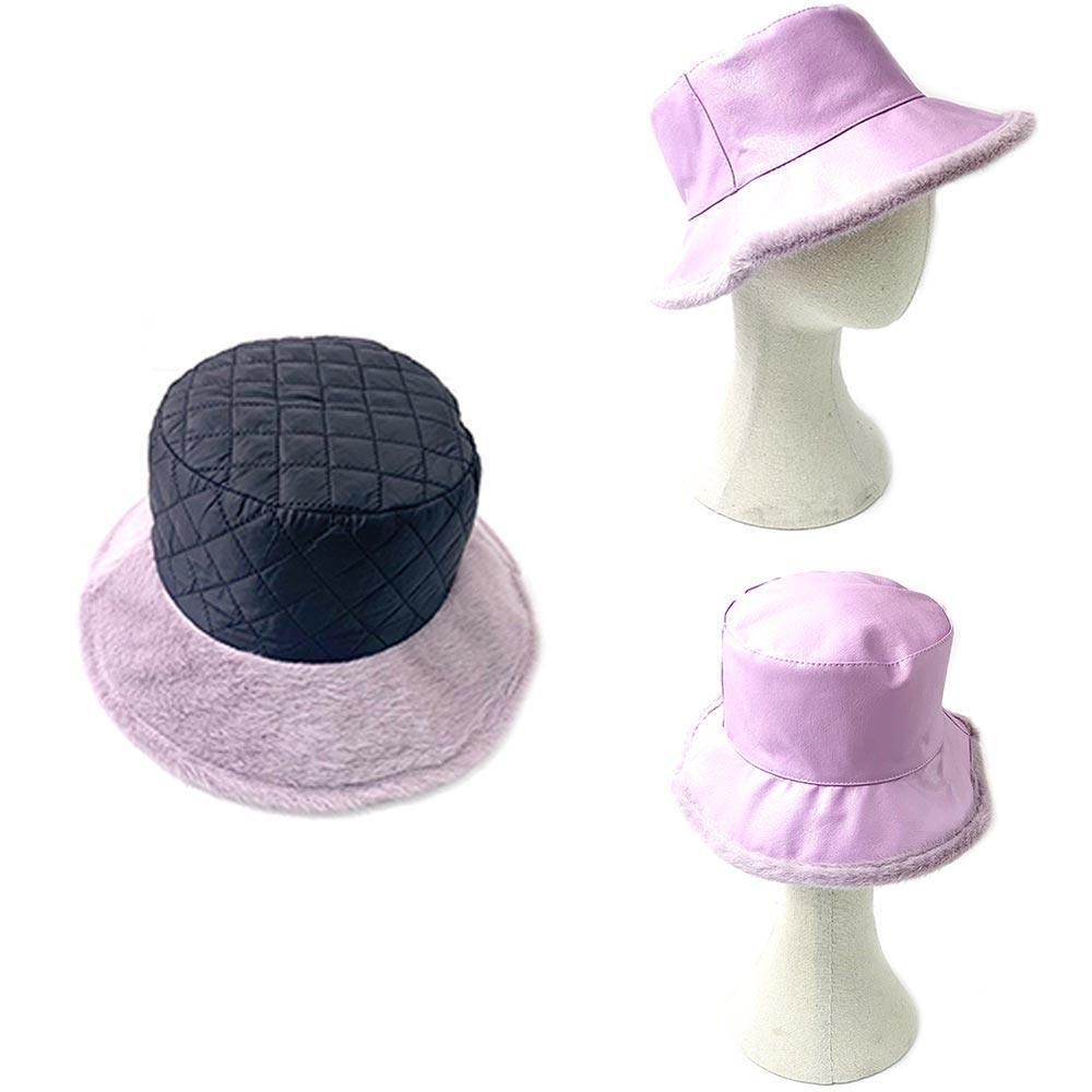 Faux Fur Inside Brim Solid Bucket Hat - Jewelry Store by Erik Rayo