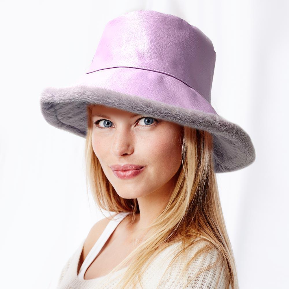 Faux Fur Inside Brim Solid Bucket Hat - Jewelry Store by Erik Rayo