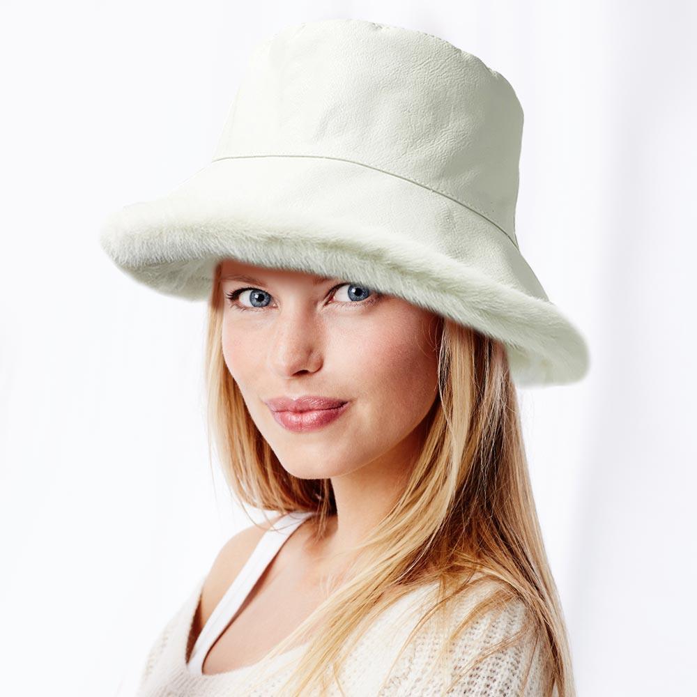 Faux Fur Inside Brim Solid Bucket Hat - Jewelry Store by Erik Rayo
