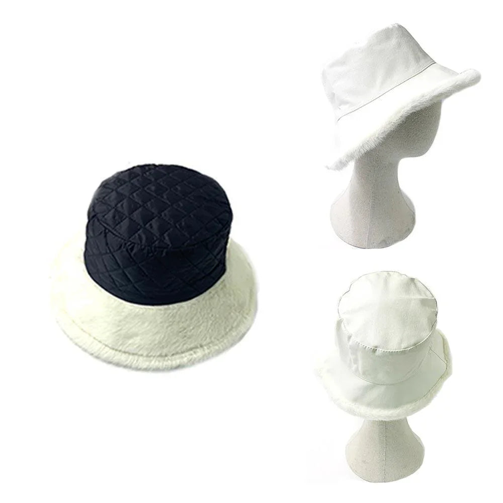 Faux Fur Inside Brim Solid Bucket Hat - Jewelry Store by Erik Rayo