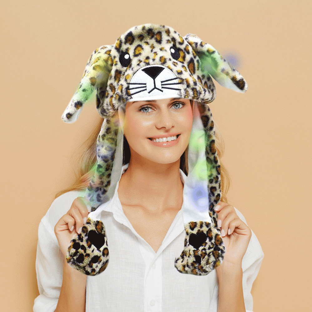 Light Up Leopard Patterned Character Ear Flap Hat - Jewelry Store by Erik Rayo