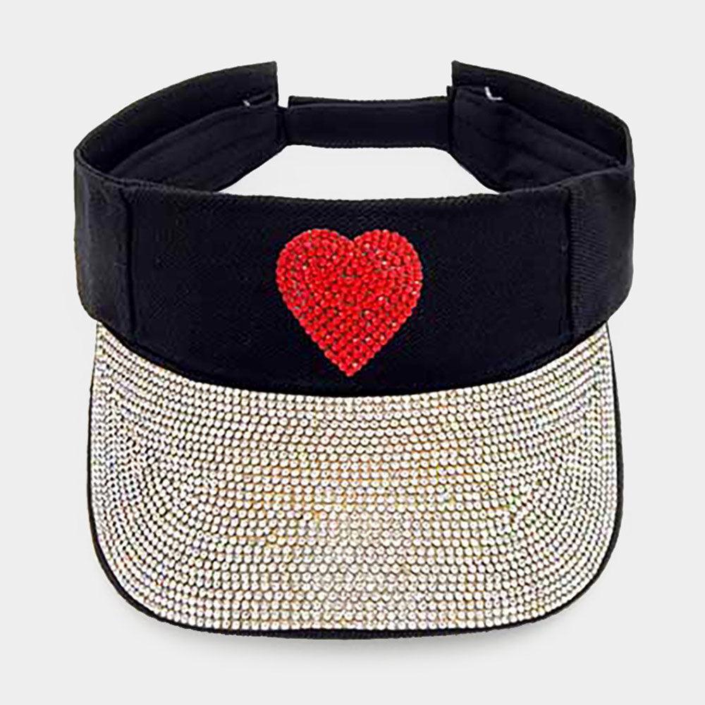 Bling Heart Accented Visor Hat - Jewelry Store by Erik Rayo