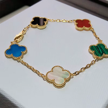 Load image into Gallery viewer, Real Solid 925 Silver Clover Bracelets Adjustable 7&quot; - 8&quot; - Available in Black, Gold, Pink, Green, and More
